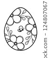Easter Egg with Floral and Butterfly Design 124807067