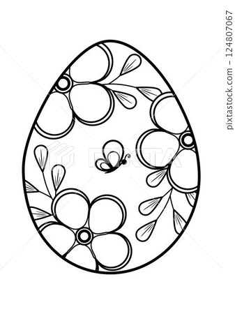 Easter Egg with Floral and Butterfly Design Easter Egg with Floral and Butterfly Design 124807067