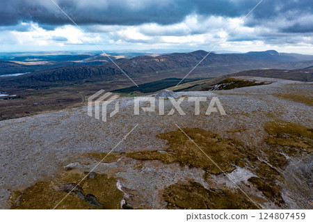 Aerial view of the Muckish mountain top in county Donegal. Ireland Aerial view of the Muckish mountain top in county Donegal. Ireland 124807459