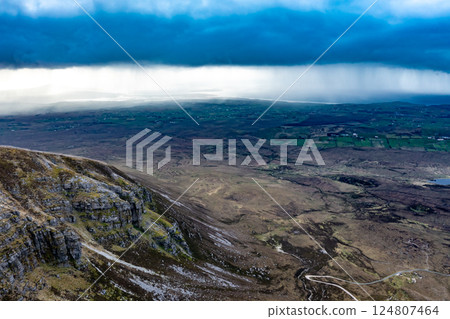 Aerial view of the Muckish mountain top in county Donegal. Ireland Aerial view of the Muckish mountain top in county Donegal. Ireland 124807464