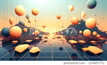 Modern abstract background material: sphere and horizon 124807772