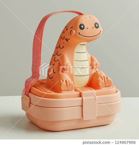 Adorable dinosaur-themed lunchbox for kids playful design with trendy pastel colors 124807906
