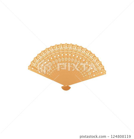 Vector illustration of bamboo folding fan with pattern. Vector illustration of bamboo folding fan with pattern. 124808119