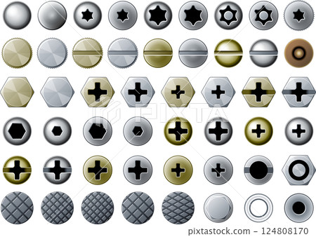 Set of heads for screws, bolts, screws, etc. 124808170