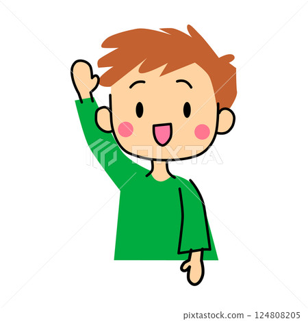 Illustration of a boy raising his hand Illustration of a boy raising his hand 124808205