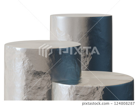 Featuring a sleek design, this podium for product display showcases three distinct levels, ideal for highlighting merchandise in retail environments 124808287