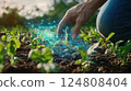 Farmer Using Augmented Reality in Greenhouse 124808404