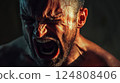 Intense Portrait of Angry Screaming Man 124808406