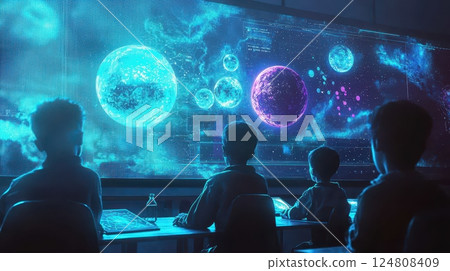 Children Learning with Interactive Holograms in Classroom Children Learning with Interactive Holograms in Classroom 124808409