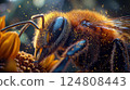 Macro Shot of a Bee Collecting Pollen 124808443