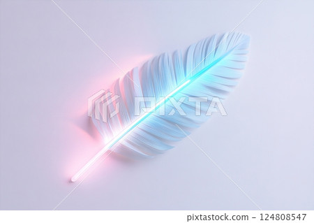 This artwork features a palm leaf outlined in neon, showcasing vibrant blue veins. Set against a white backdrop, it embodies a cyberpunk aesthetic with botanical inspiration This artwork features a palm leaf outlined in neon, showcasing vibrant blue veins. Set against a white backdrop, it embodies a cyberpunk aesthetic with botanical inspiration 124808547