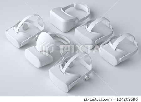 Top view virtual reality glasses for online gaming on monochrome background Top view virtual reality glasses for online gaming on monochrome background 124808590