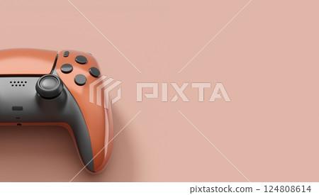 Realistic red video game joysticks or gamepads on red background Realistic red video game joysticks or gamepads on red background 124808614