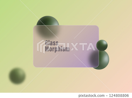Abstract vector background in glass morphism style. Presentation screen with glass overlay effect on floating gradient spheres. Abstract vector background in glass morphism style. Presentation screen with glass overlay effect on floating gradient spheres. 124808806