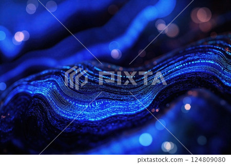 Mesmerizing neon blue abstract digital waves with glowing elements for futuristic design projects 124809080
