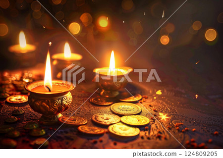 Greeting card with holiday composition for happy Akshaya Tritiya 124809205