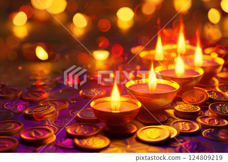 Greeting card with holiday composition for happy Akshaya Tritiya 124809219