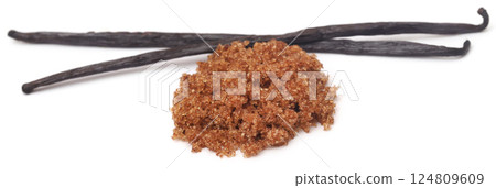 Vanilla pods with brown sugar Vanilla pods with brown sugar 124809609