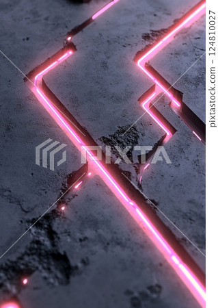 The setting showcases a dark, gritty concrete surface characterized by thin, glowing neon circuit lines. This industrial backdrop features high-end sci-fi lighting, ideal for text or graphic overlays The setting showcases a dark, gritty concrete surface characterized by thin, glowing neon circuit lines. This industrial backdrop features high-end sci-fi lighting, ideal for text or graphic overlays 124810027