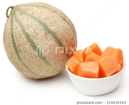 Cantaloupe or rockmelon 124810163
