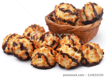 Tasty coconut chocolate cookies 124810193