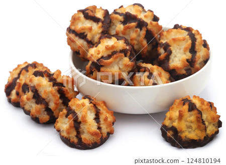 Tasty coconut chocolate cookies 124810194