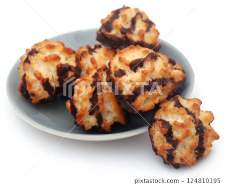 Tasty coconut chocolate cookies 124810195