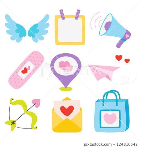 set for valentines day, flat style 124810542