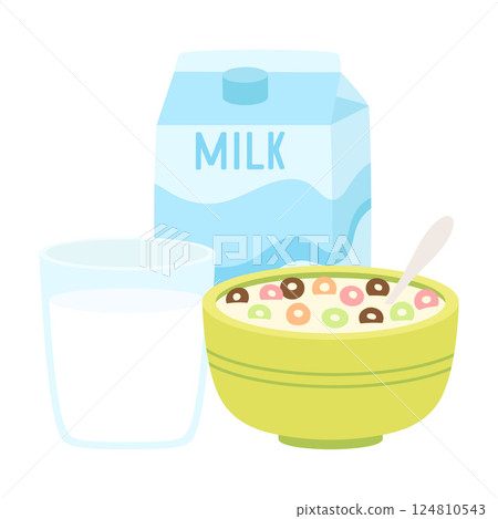 healthy breakfast set, flat style 124810543