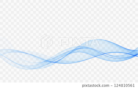 Wavy blue lines, abstract wave flow. 124810561