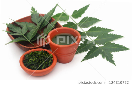 Medicinal neem leaves with extract Medicinal neem leaves with extract 124810722