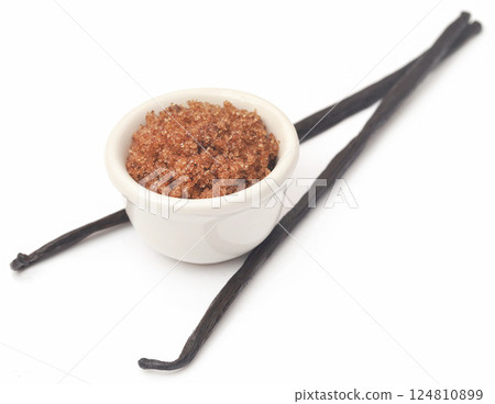 Vanilla pods with brown sugar Vanilla pods with brown sugar 124810899