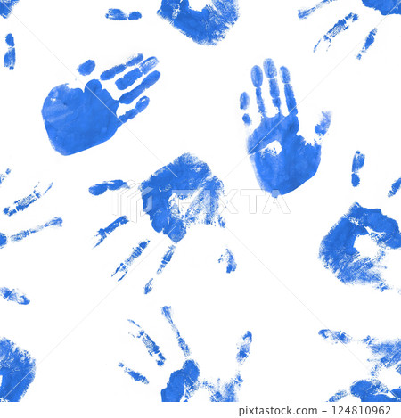 Handprints on White Background 124810962