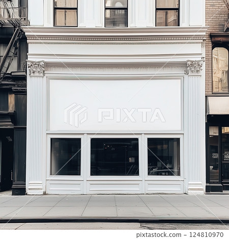 City Street Storefront Mockup, Local Shop Front Facade Template, Small Business Branding Showcase for Designers 124810970