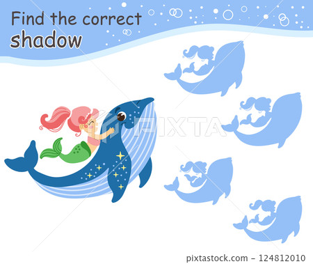 Find the correct shadow mermaid and whale matching game for kids 124812010