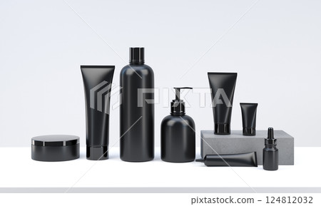 Stylish trendy men's cosmetic products set mockup Stylish trendy men's cosmetic products set mockup 124812032
