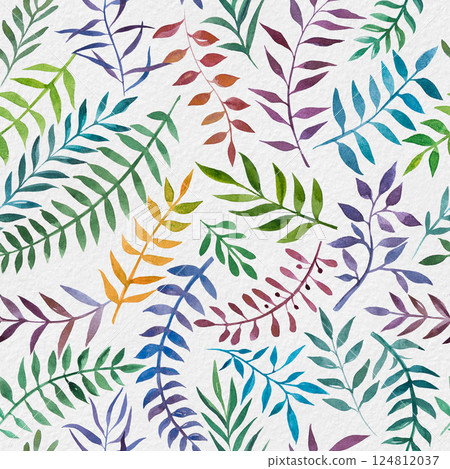 Colorful hand drawn watercolor plants seamless pattern Colorful hand drawn watercolor plants seamless pattern 124812037