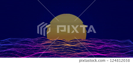 Retro futuristic 80s style illustratuion with cosmic space Retro futuristic 80s style illustratuion with cosmic space 124812038