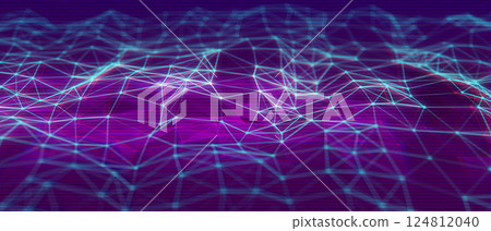 Low poly mesh illustration in vaporwave colors 124812040