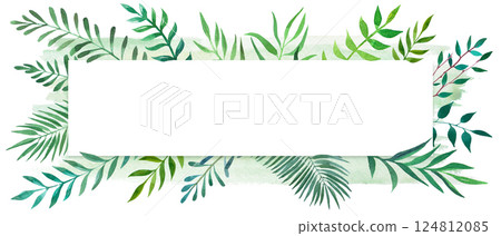 Green hand drawn watercolor template for design 124812085
