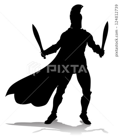 Spartan Silhouette Gladiator Trojan Greek Warrior 124812739