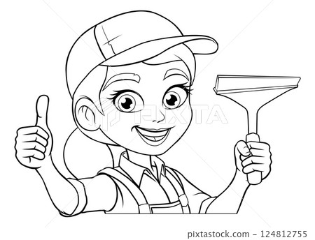 Woman Female Squeegee Window Cleaner 124812755
