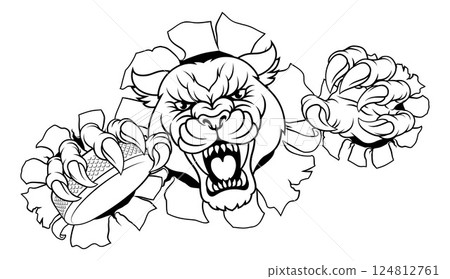 Panther Leopard Cougar Wildcat Hockey Team Mascot 124812761