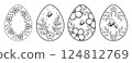 Easter Egg Coloring Sheets with Floral Designs 124812769