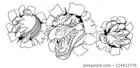 Crocodile Dinosaur Alligator Cricket Sports Mascot Crocodile Dinosaur Alligator Cricket Sports Mascot 124812776