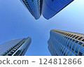 Abu Dhabi, Skyscrapers at Al Reem Island, bottom view. 124812866