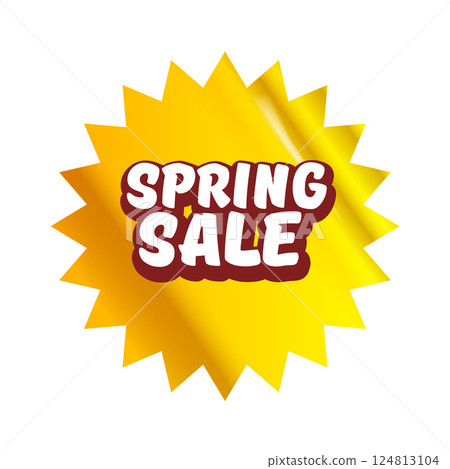Spring sale round modern yellow sticker isolated on white. yellow Price sticker, sale sticker, price tag, modern label, sale or discount sticker, promotional badge set, shopping label png. Spring sale round modern yellow sticker isolated on white. yellow Price sticker, sale sticker, price tag, modern label, sale or discount sticker, promotional badge set, shopping label png. 124813104