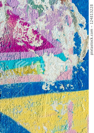 Textured Abstract Wall with Pastel Colors and 80s Vibe Textured Abstract Wall with Pastel Colors and 80s Vibe 124813228