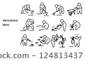 Icon set of people doing farm work 124813437
