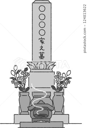 墳墓線條描插圖單色 124813622